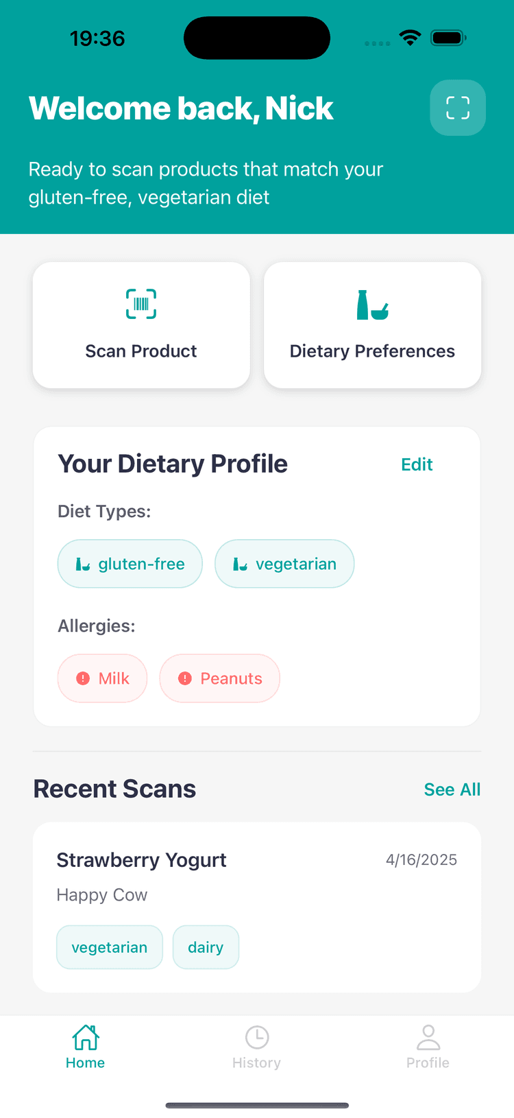 Scanera.AI App Interface Mockup